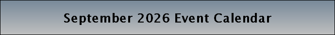September 2026 Event Calendar